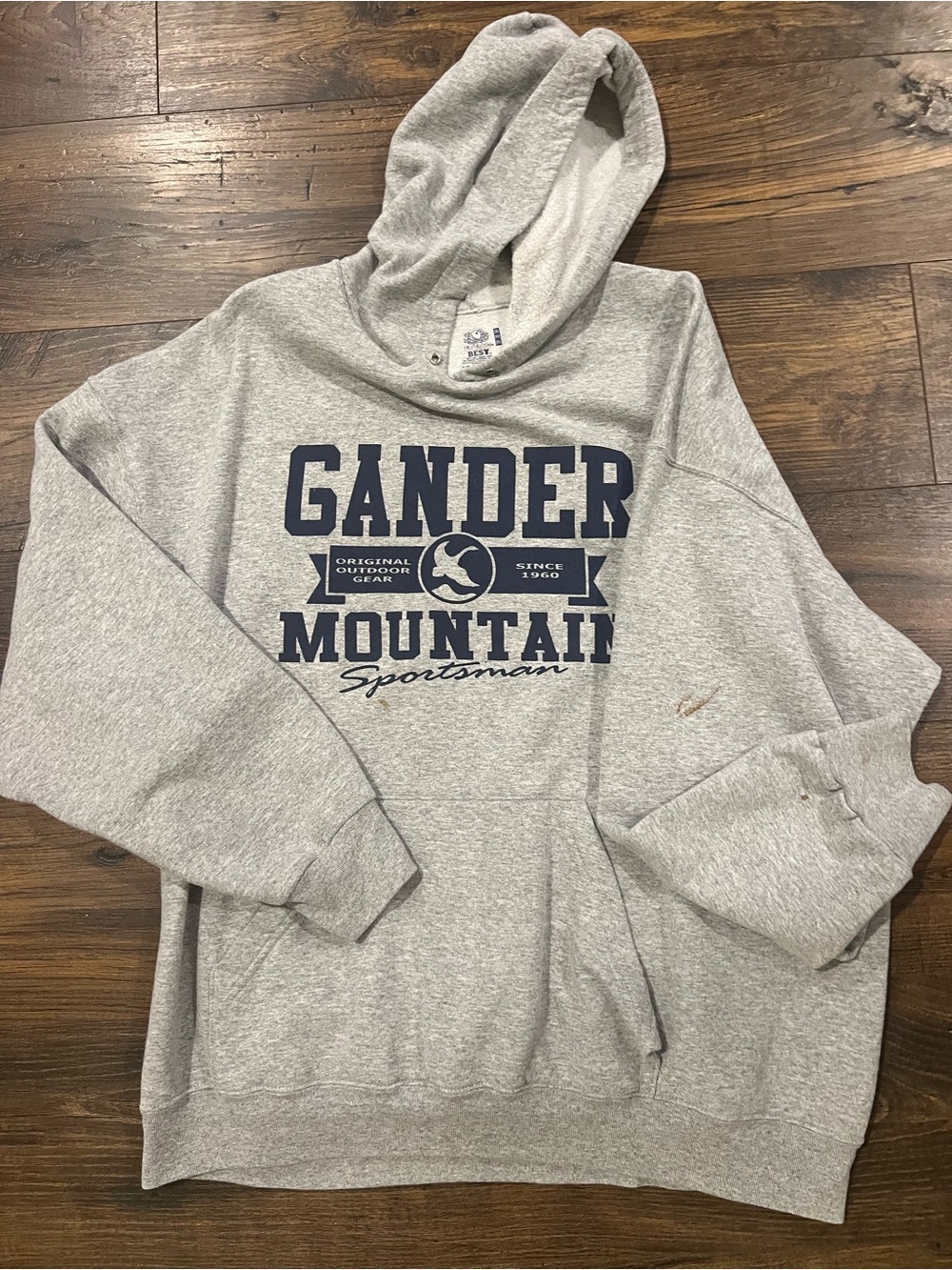 Gander Mountain Gray Hoodie with Navy Logo